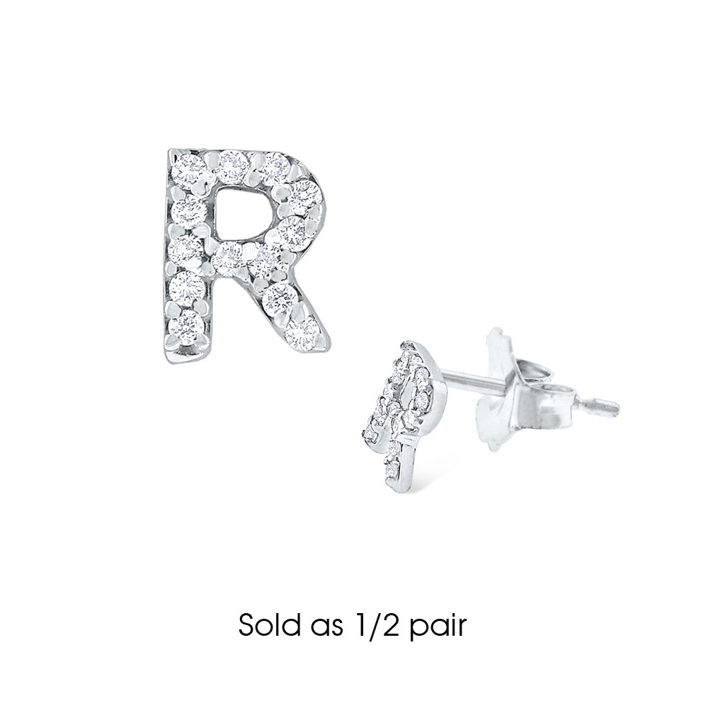Hemsleys Collection 14K Diamant Mini Block Letter Initial Stud Earring
