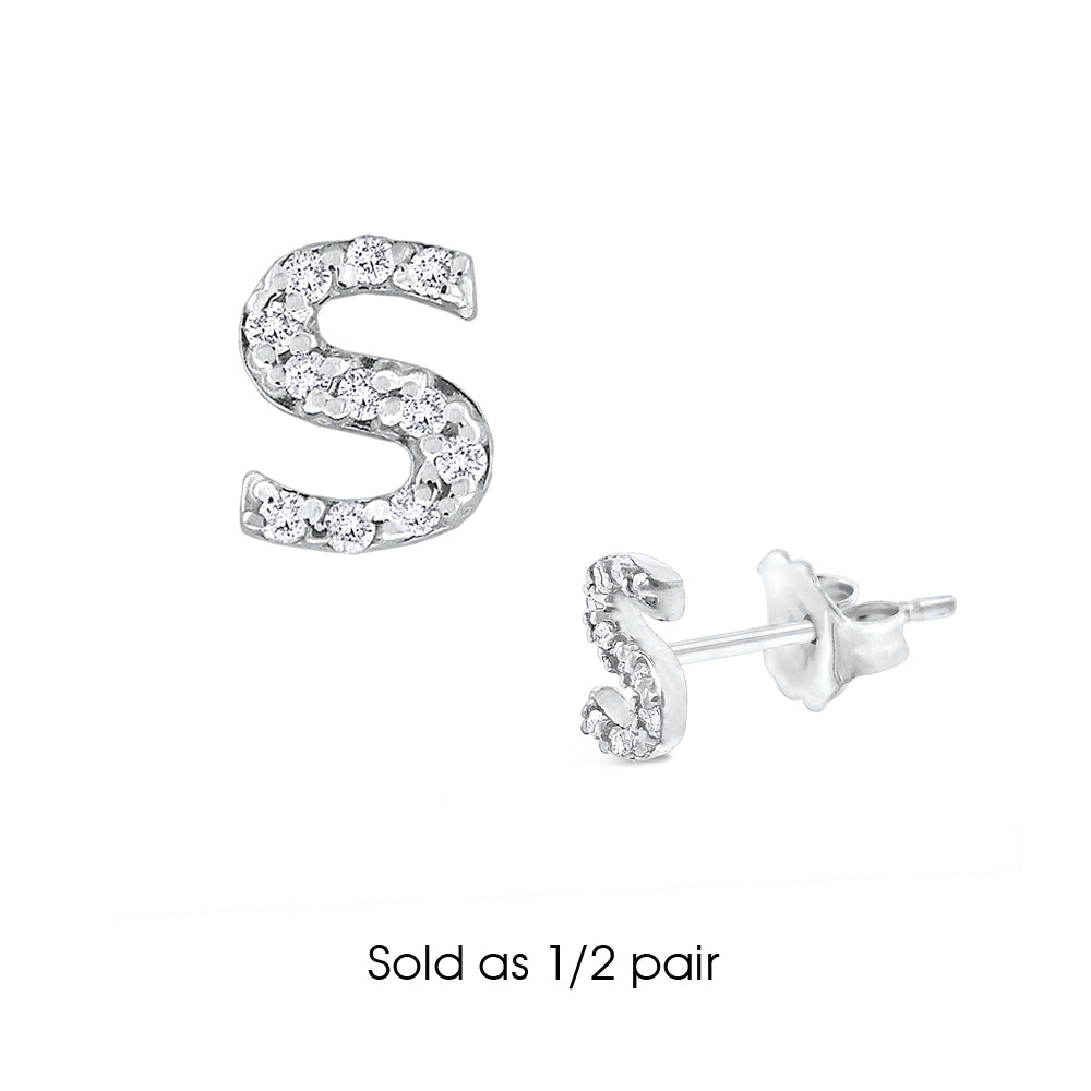 Hemsleys Collection 14K Diamant Mini Block Letter Initial Stud Earring