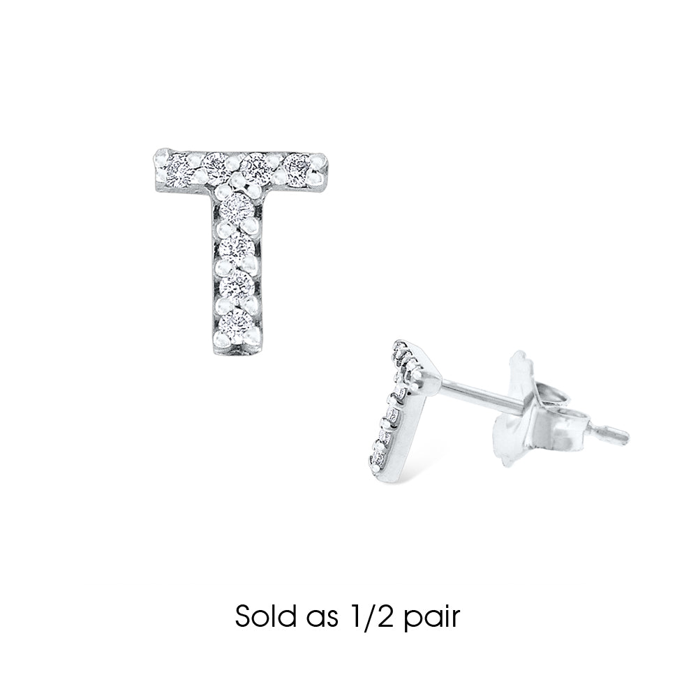 Hemsleys Collection 14K Diamant Mini Block Letter Initial Stud Earring