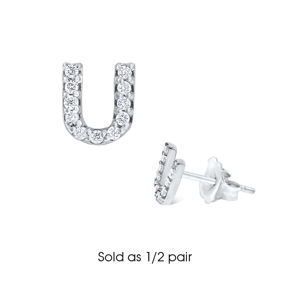 Hemsleys Collection 14K Diamant Mini Block Letter Initial Stud Earring