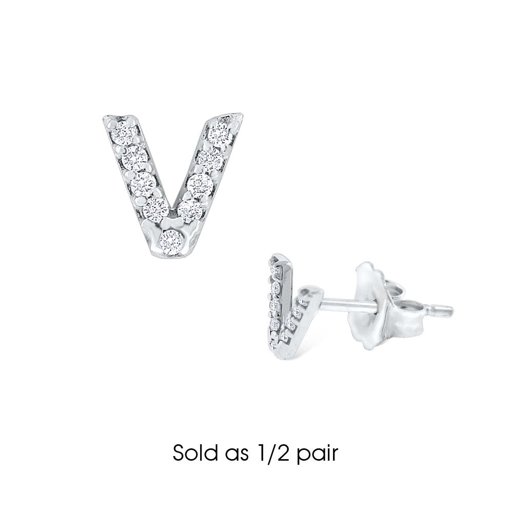 Hemsleys Collection 14K Diamant Mini Block Letter Initial Stud Earring
