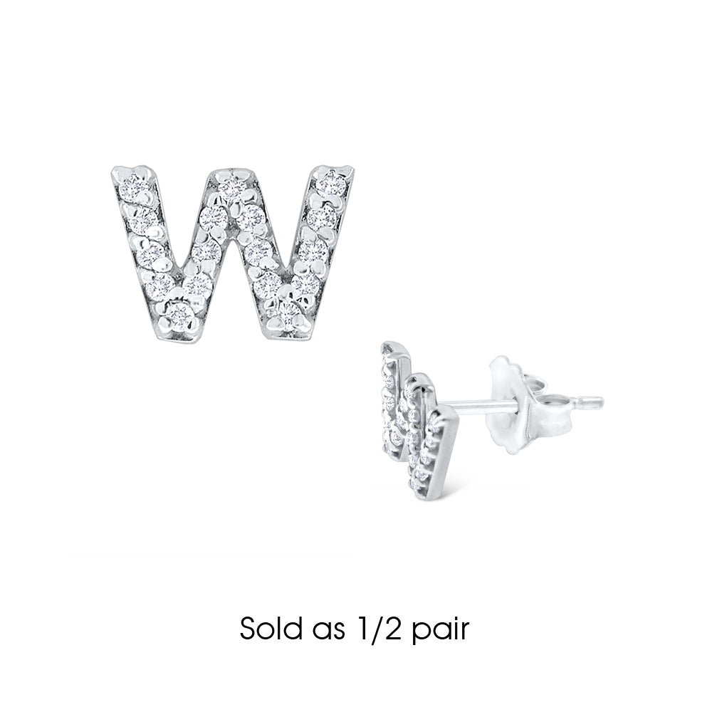 Hemsleys Collection 14K Diamant Mini Block Letter Initial Stud Earring