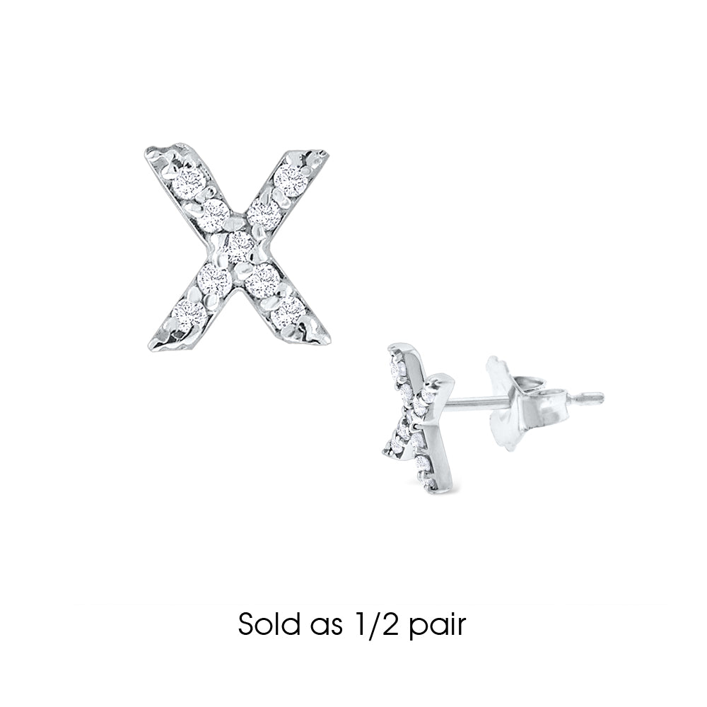 Hemsleys Collection 14K Diamant Mini Block Letter Initial Stud Earring