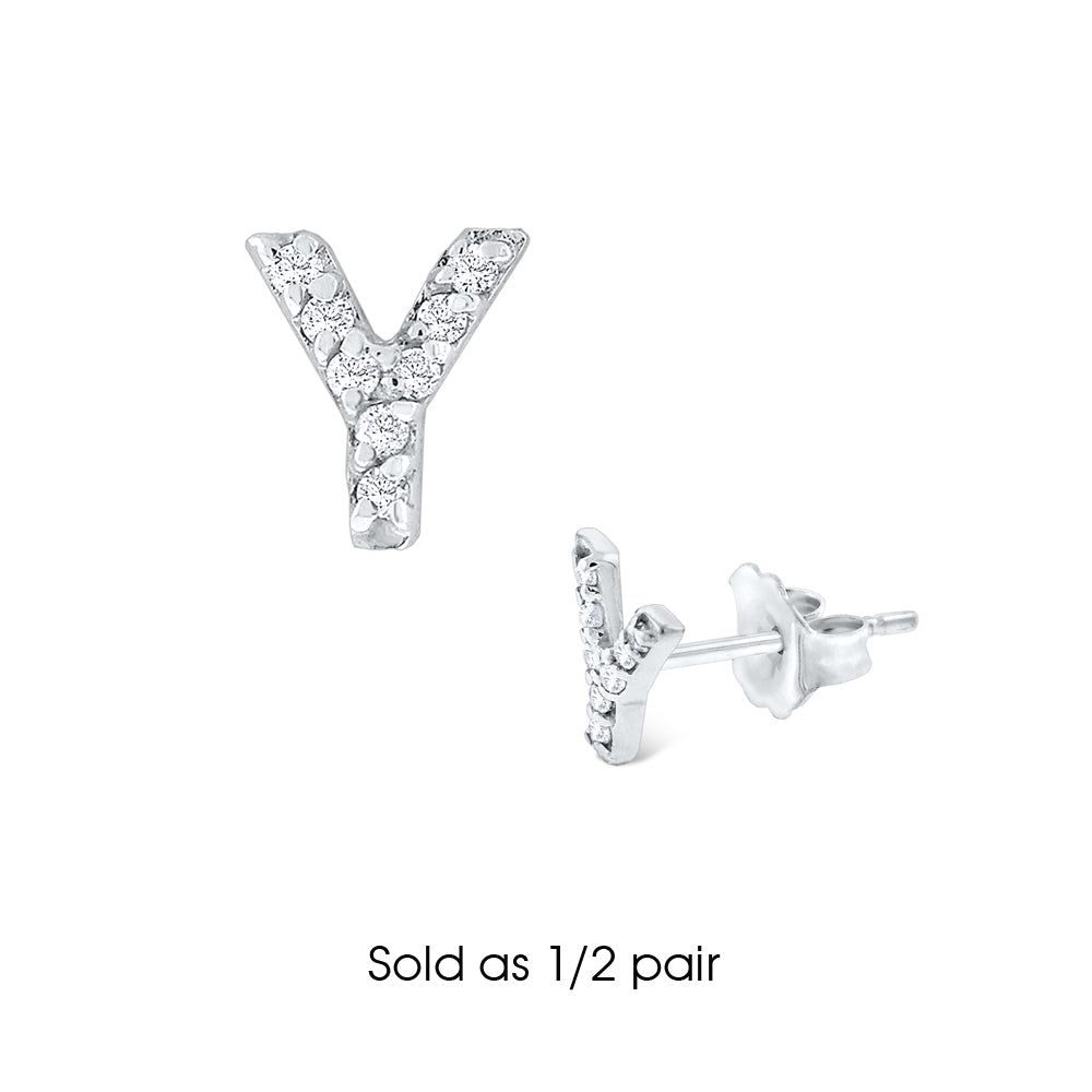 Hemsleys Collection 14K Diamant Mini Block Letter Initial Stud Earring