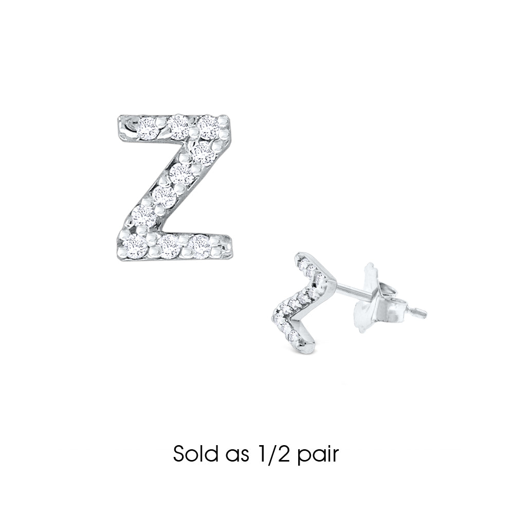 Hemsleys Collection 14K Diamant Mini Block Letter Initial Stud Earring
