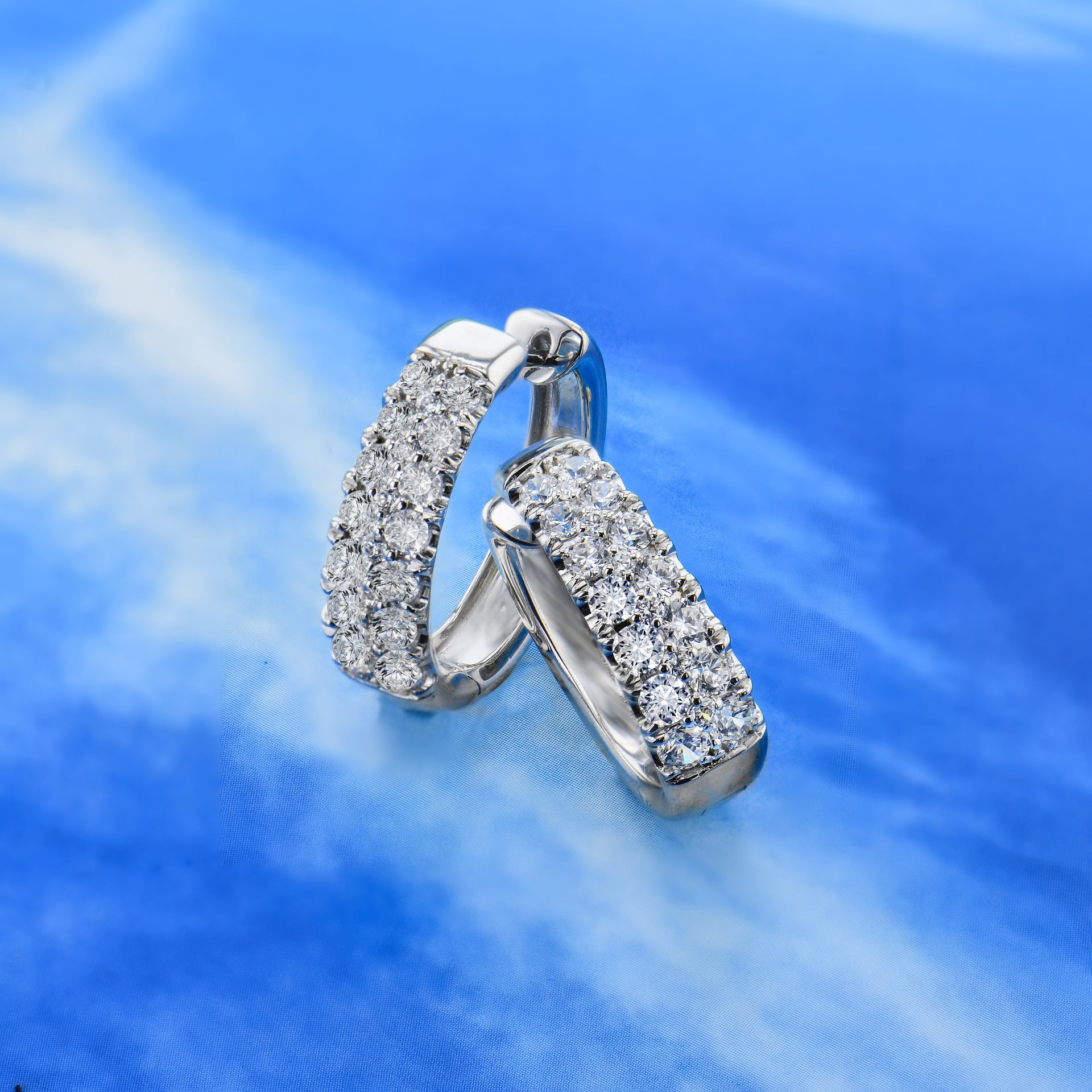 Simon G 18K Double Row Diamond Hoop Earrings