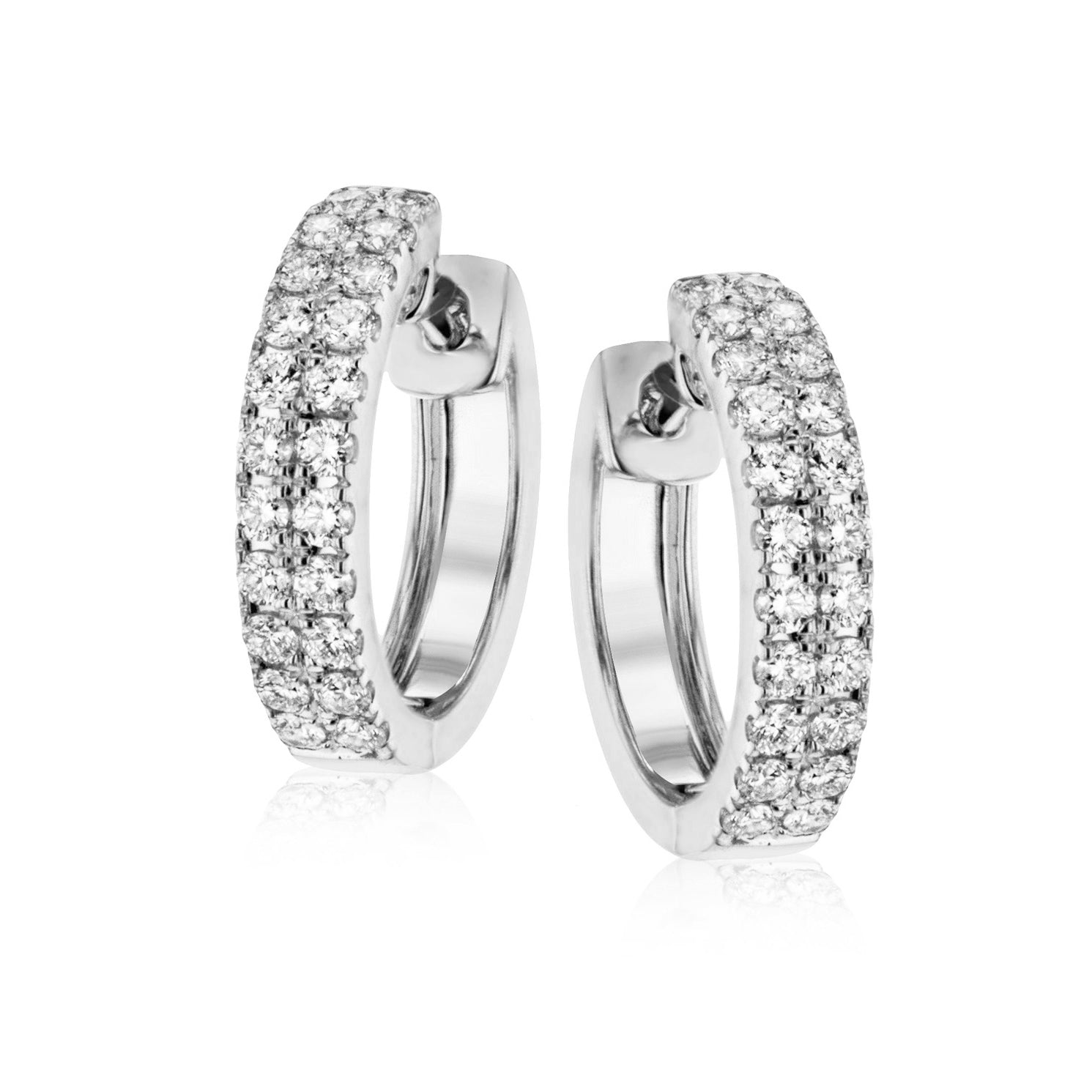Simon G 18K Double Row Diamond Hoop Earrings