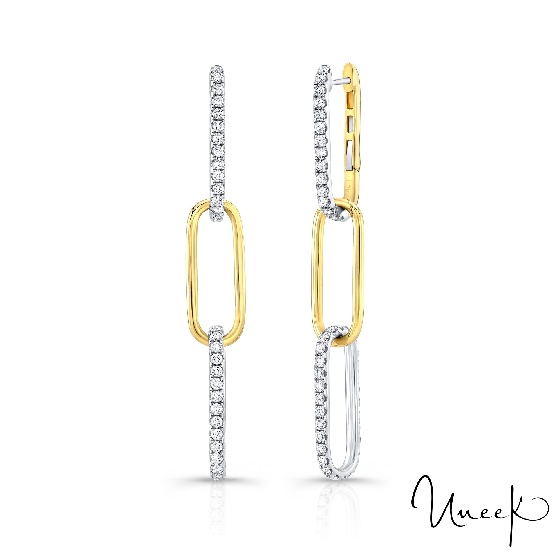 Uneek 18K Legacy Diamond Paperclip Drop Earrings