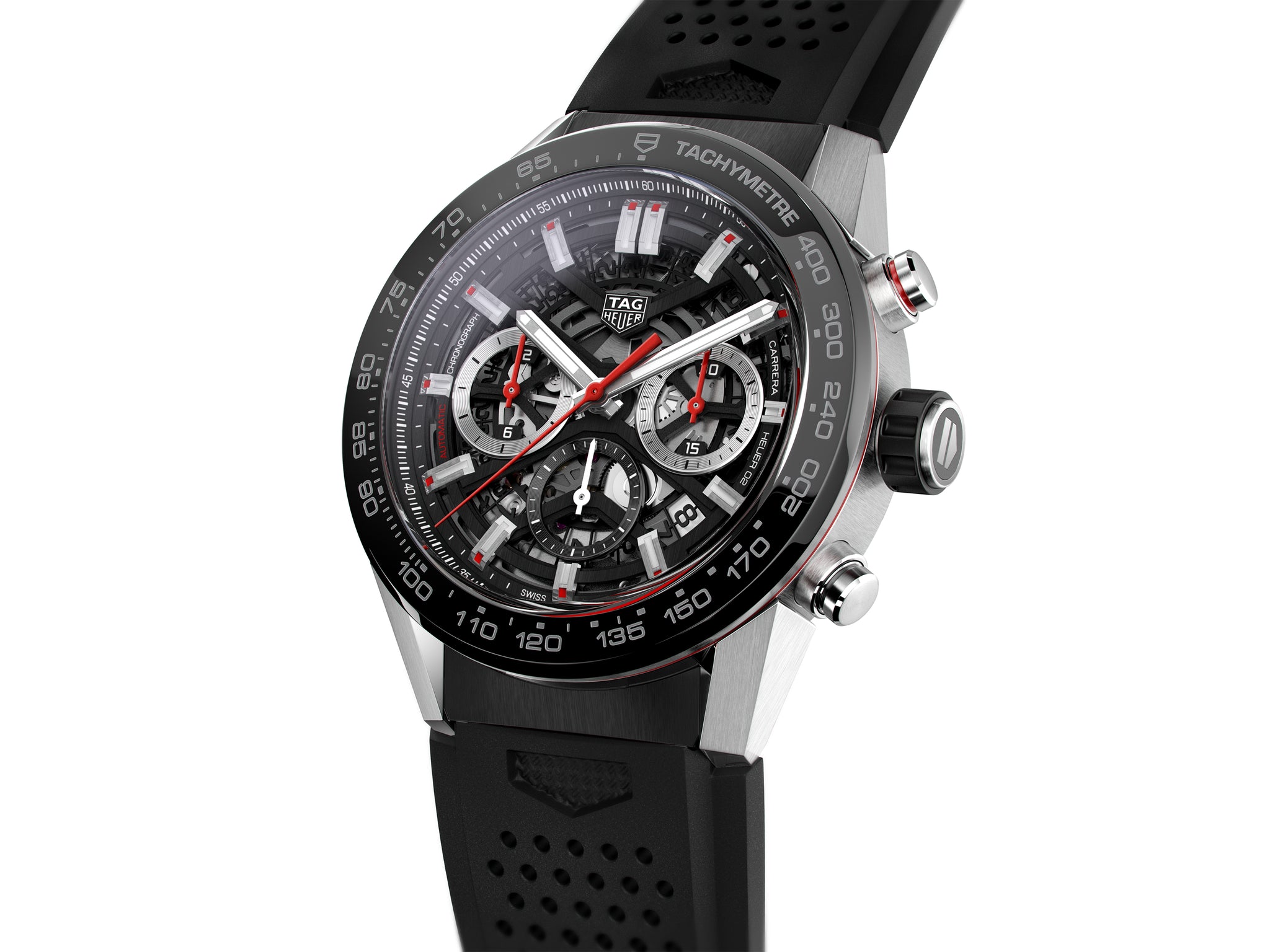 TAG Heuer Carrera Heuer 02 Automatic Chronograph (Black Dial / 45mm / Rubber)