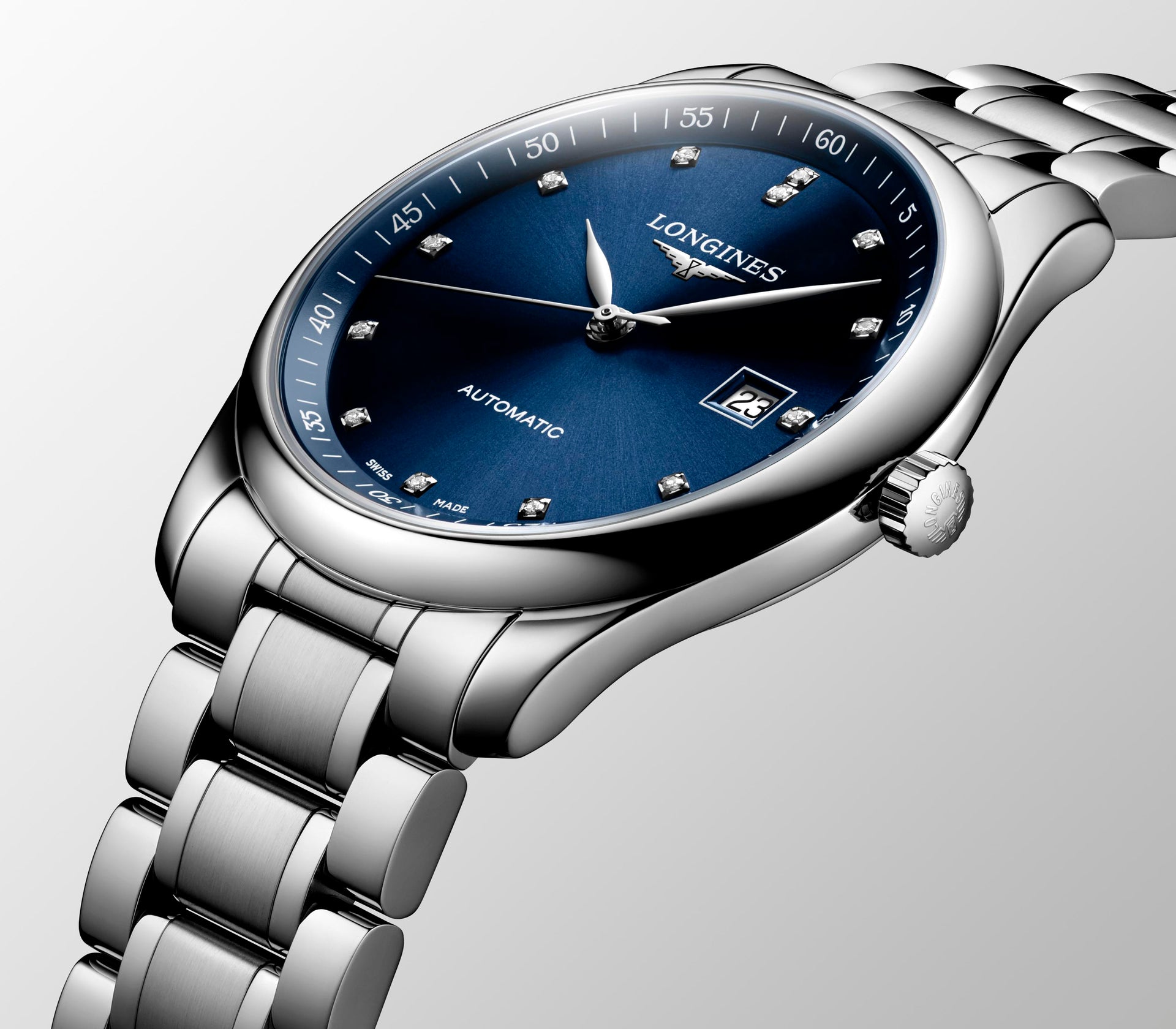 Longines Master Collection Automatic (Blue Dial / 40mm / Diamond Accents)