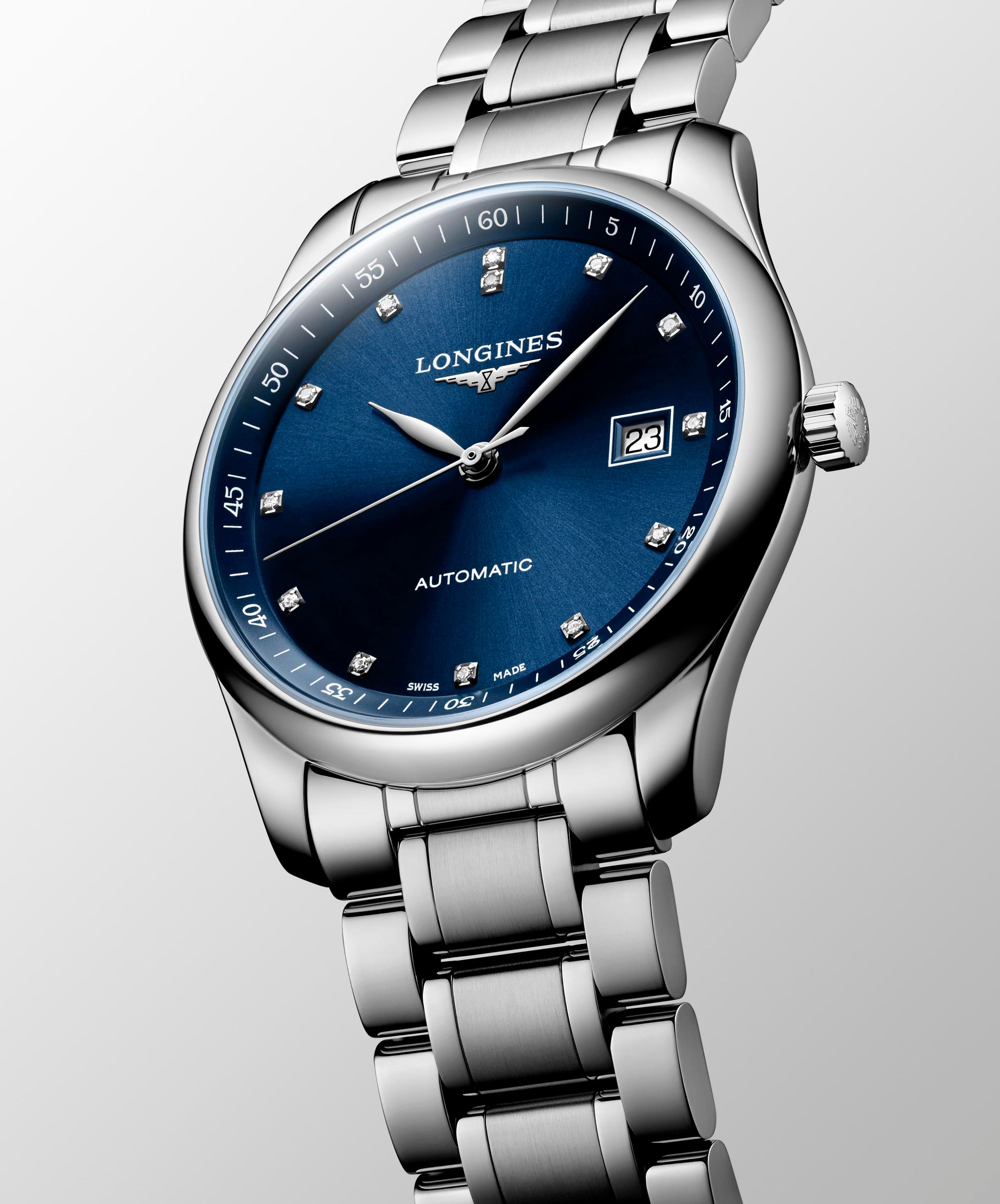 Longines Master Collection Automatic (Blue Dial / 40mm / Diamond Accents)