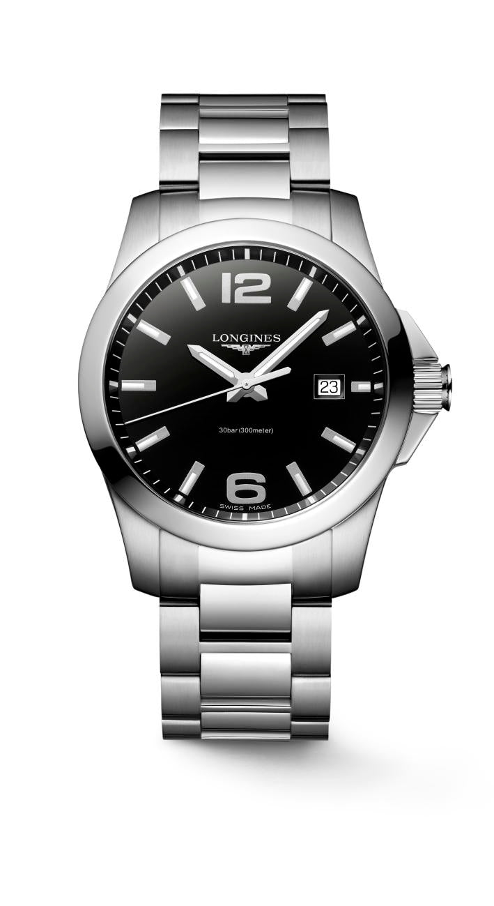 Longines Conquest Quartz Black Dial 41mm Hemsleys Jewellers