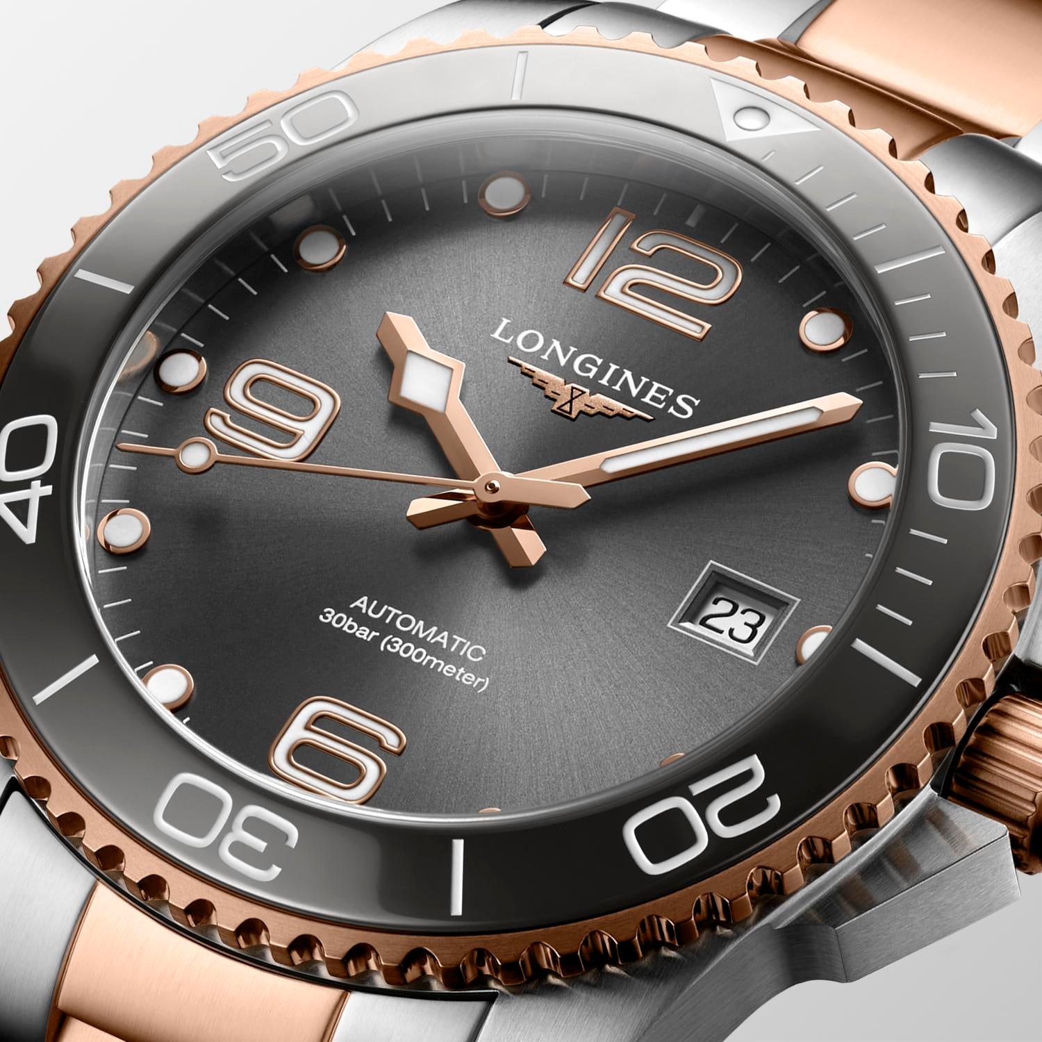 Longines HydroConquest Automatic (Cadran gris / 41mm / Rose bicolore)