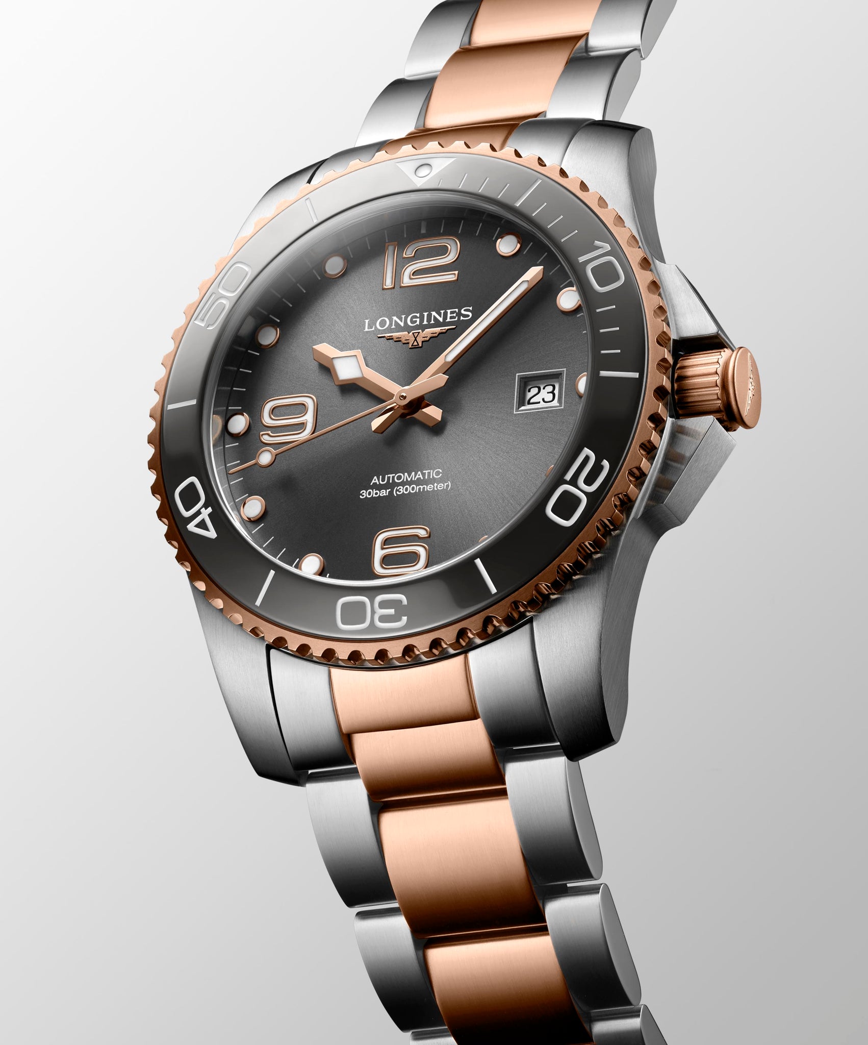 Longines HydroConquest Automatic (Grey Dial / 41mm / Two-Tone Rose)