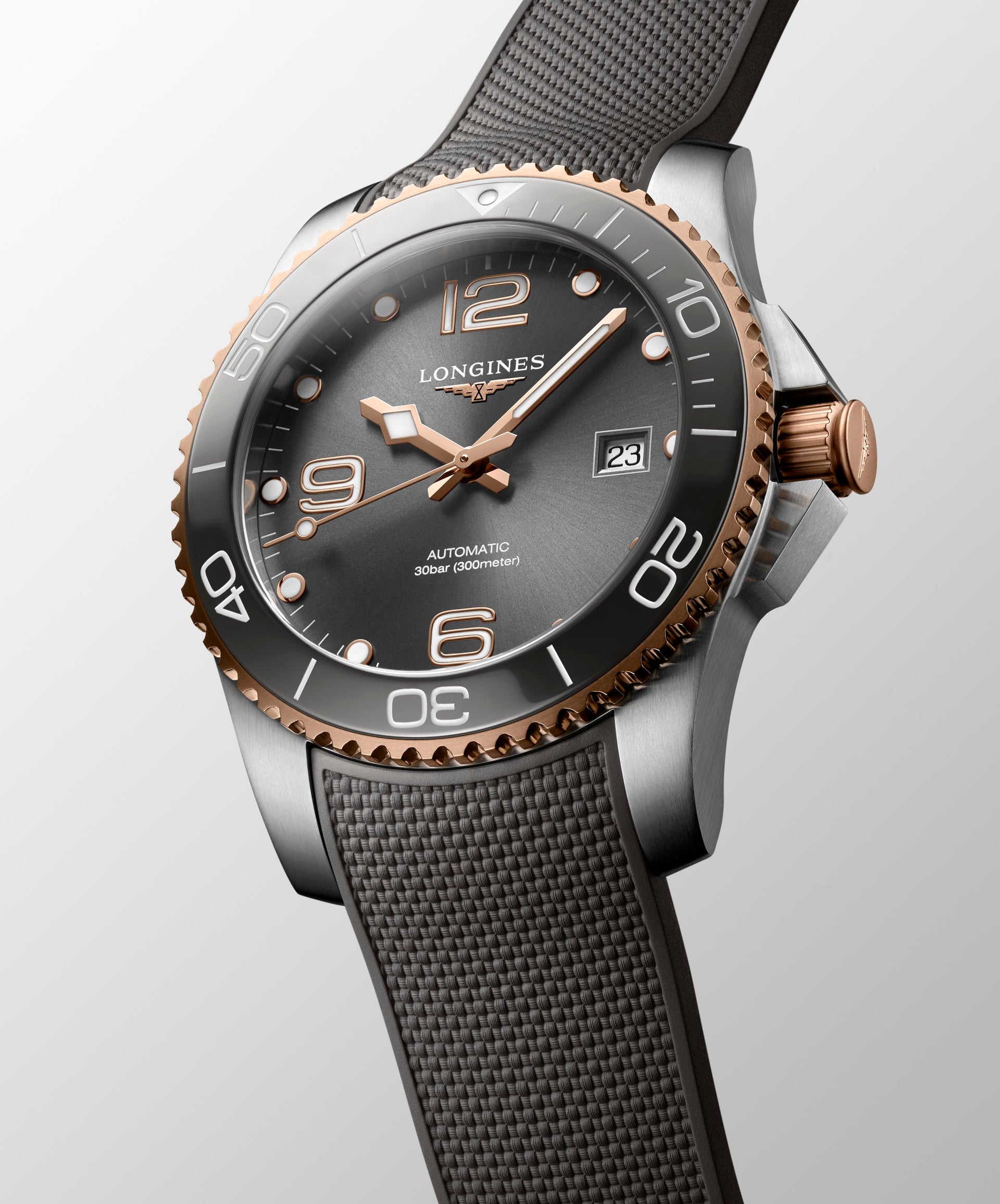Longines HydroConquest Automatic (Cadran gris / 41mm / Rose bicolore)