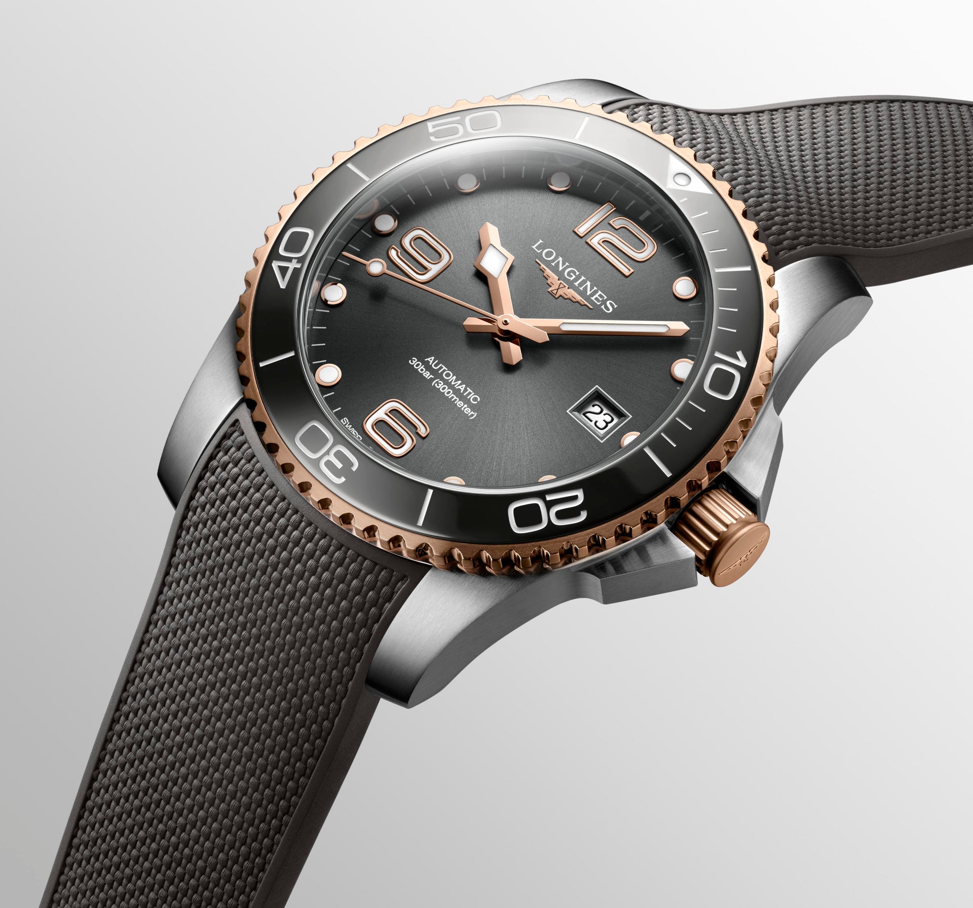 Longines HydroConquest Automatic (Cadran gris / 41mm / Rose bicolore)