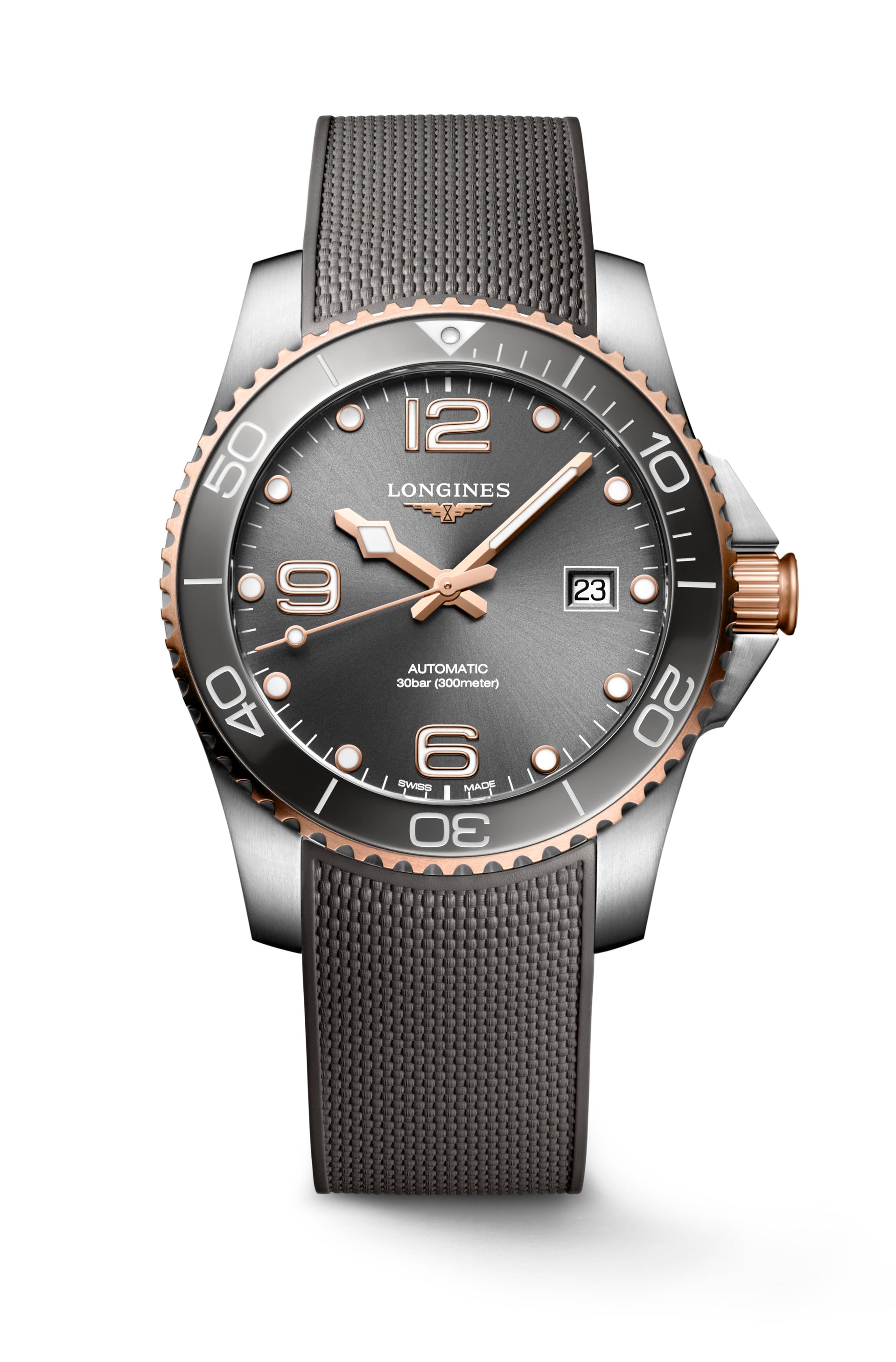 Longines HydroConquest Automatic (Cadran gris / 41mm / Rose bicolore)
