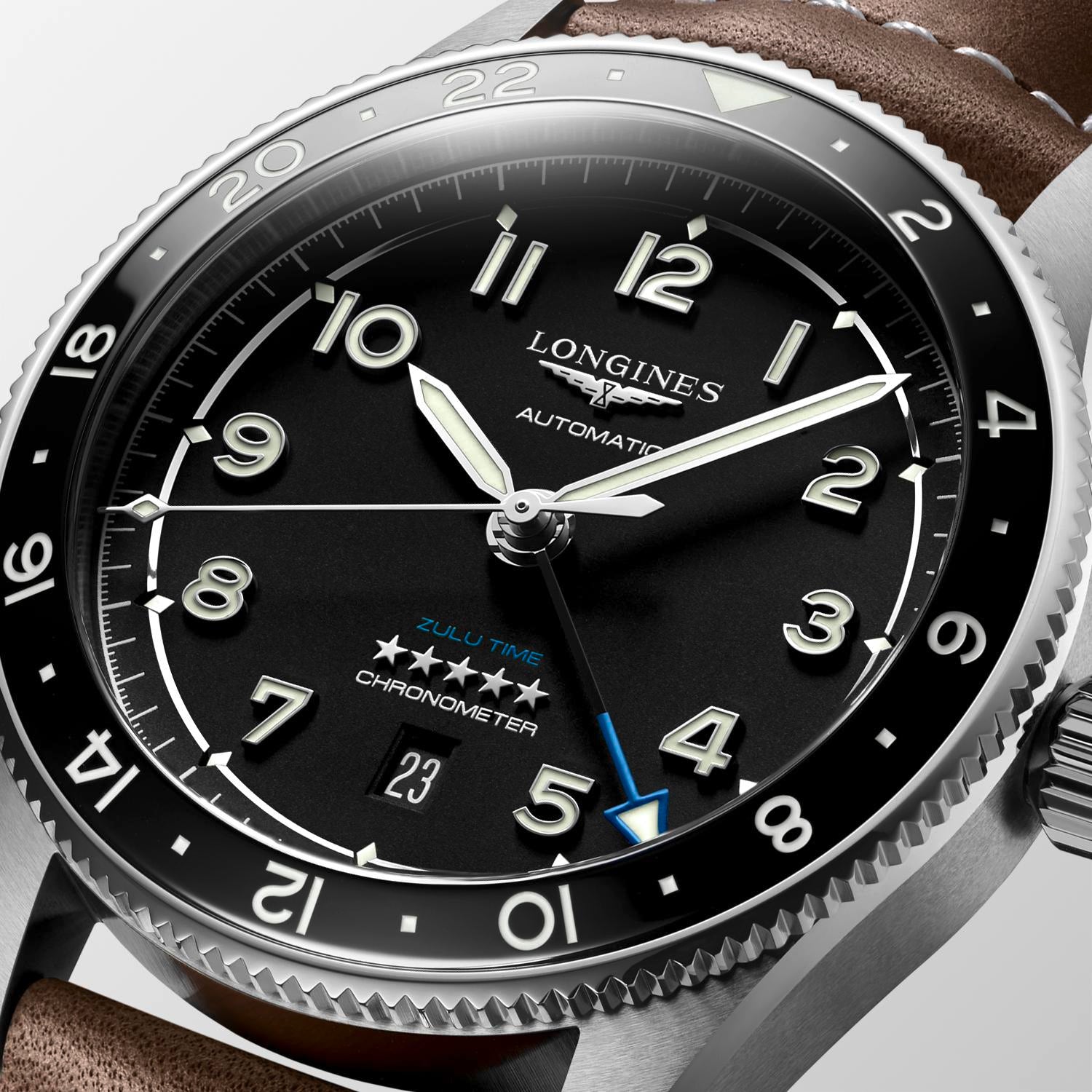 Longines Spirit Zulu Time Automatic (cadran noir / 42 mm)