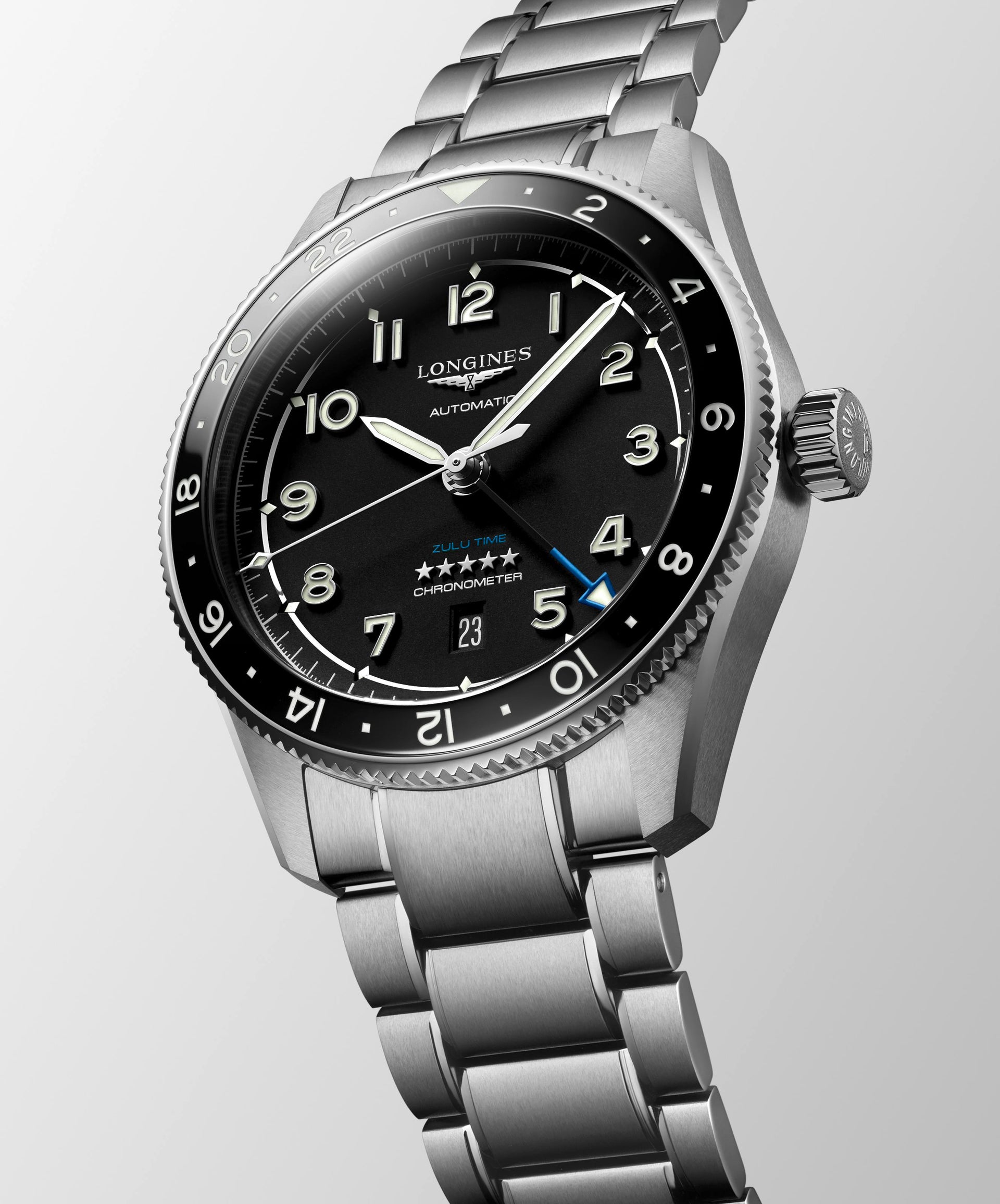Longines Spirit Zulu Time Automatic (cadran noir / 42 mm)