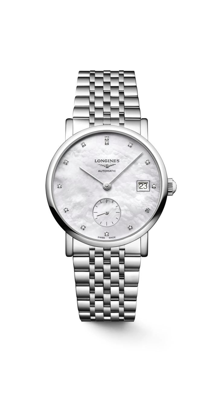 Longines Elegant Automatic (White MOP Dial / 34mm / Diamond Index)