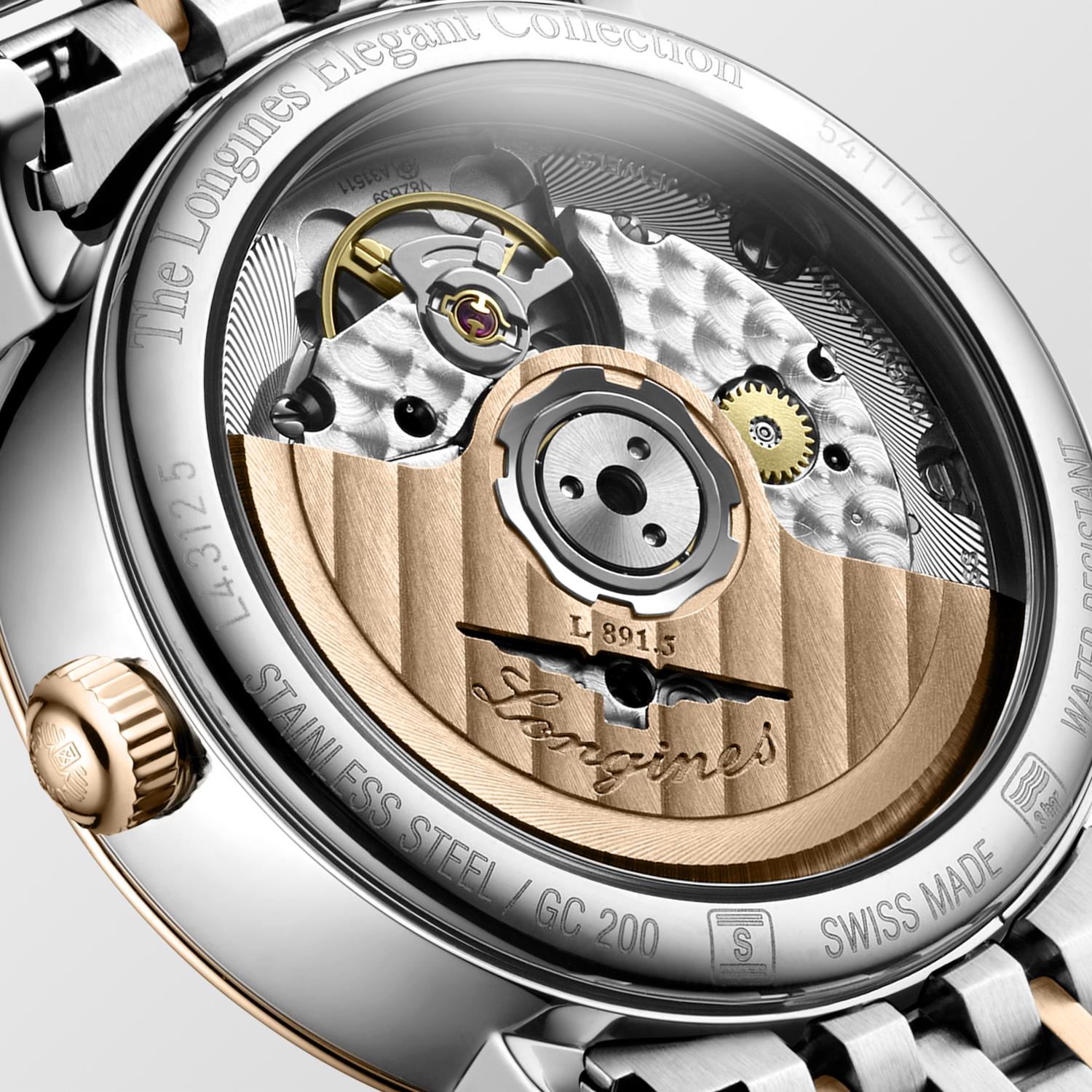 Longines Elegant Automatic (cadran diamant MOP blanc / 34 mm / bicolore rose)