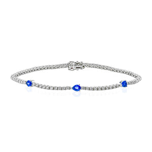 Simon G 18K White Gold Diamond & Blue Sapphire Pear-Shape Tennis Bracelet