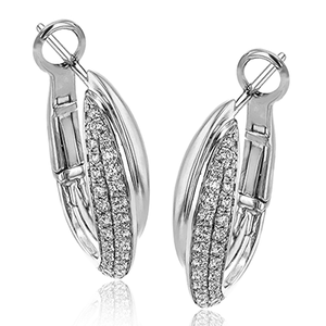 Simon G 18K Double Row Diamond Pave Fancy Hoop Earrings