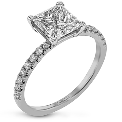 Simon G 18K Princess Cut Diamond Solitaire Engagement Ring