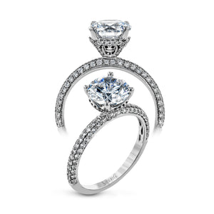 Simon G 18K Round Diamond Engagement Ring With Three Row Bombay Diamond Shank