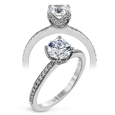 Simon G 18K Round Diamond Engagement Ring With Diamond Wrapped Head