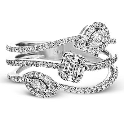 Simon G 18K Diamond Three Row Mixed Geometric Ring