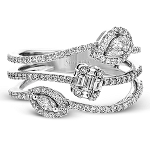Simon G 18K Diamond Three Row Mixed Geometric Ring