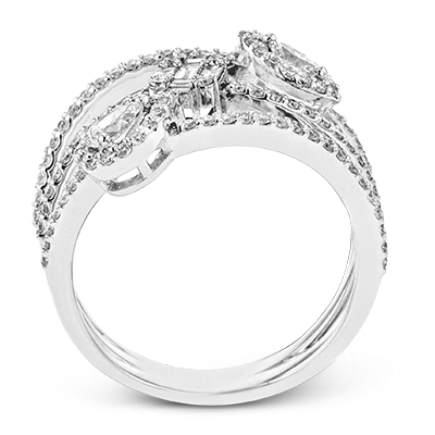 Simon G 18K Diamant à trois rangées d'anneaux géométriques mixtes