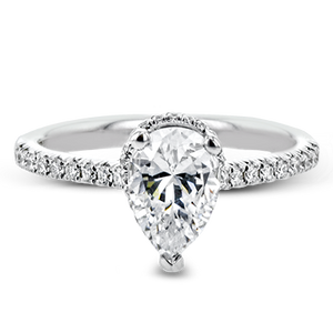 Simon G 18K Pear Shape Diamond Engagement Ring with Hidden Halo