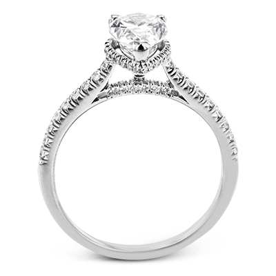 Simon G 18K Pear Shape Diamond Engagement Ring with Hidden Halo