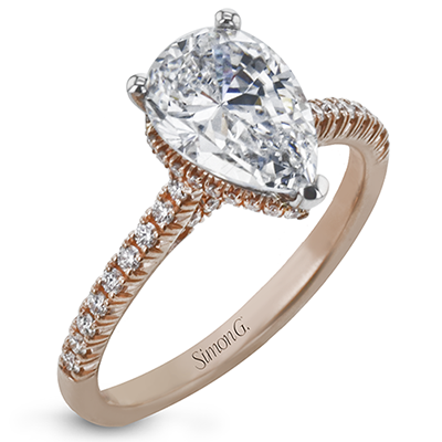 Simon G 18K Pear Shape Diamond Engagement Ring with Hidden Halo