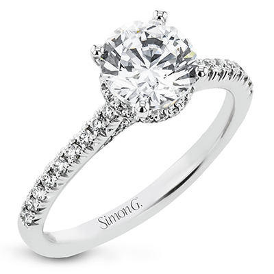 Simon G 18K Round Diamond Engagement Ring with Hidden Halo