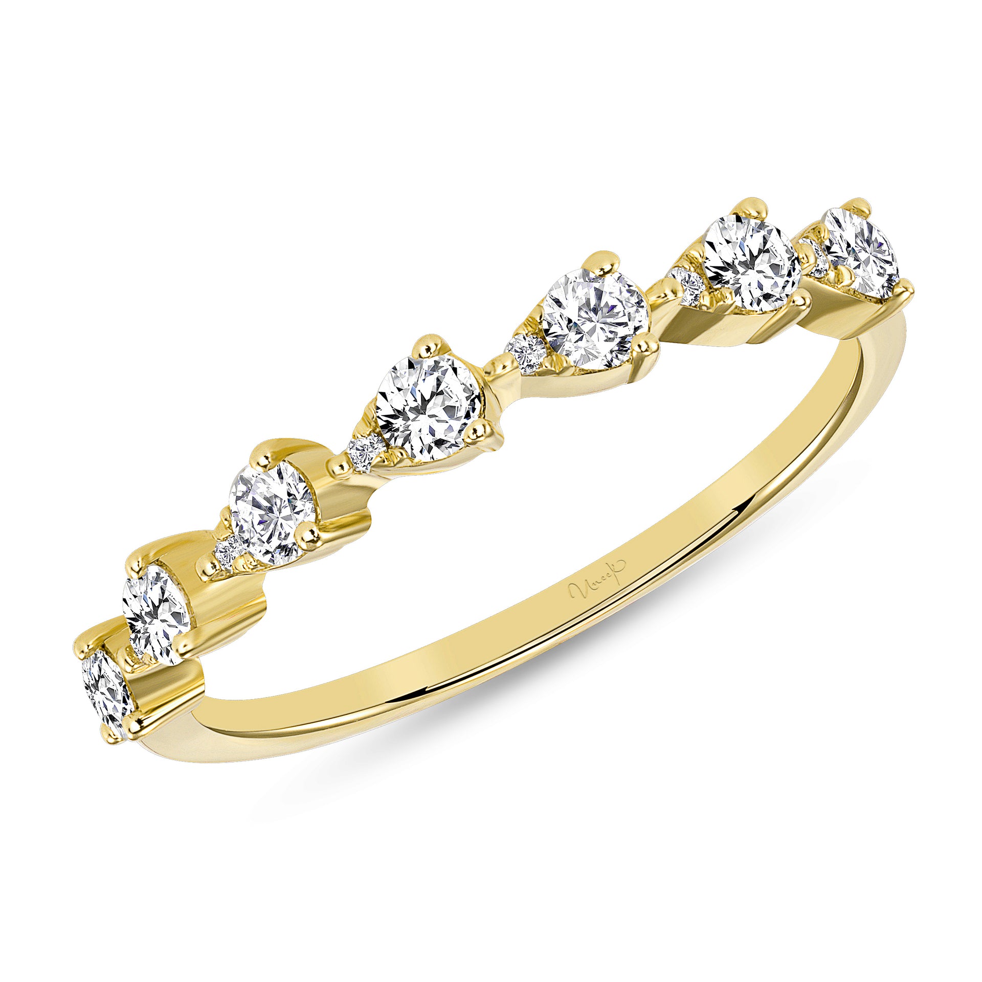 Uneek 14K Round Diamond Pear Shape Half Eternity Band