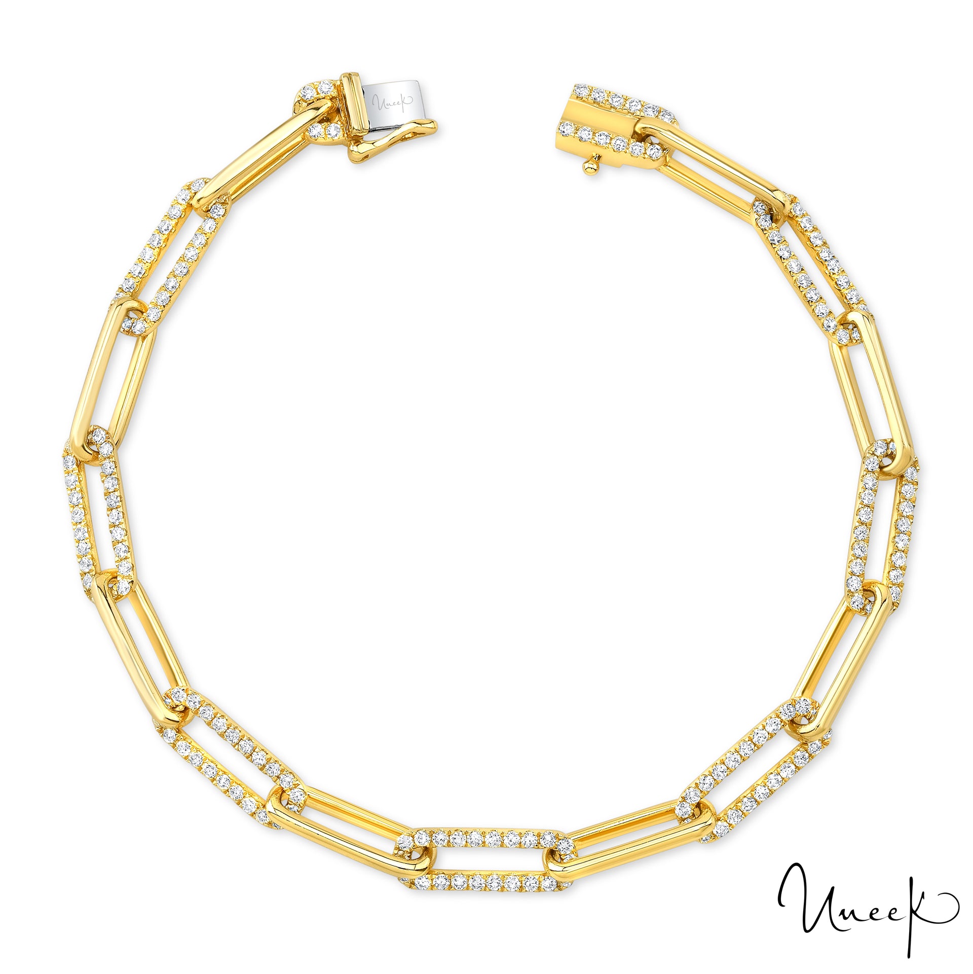 Uneek 14K Legacy Paperclip & Diamond Paperclip Bracelet