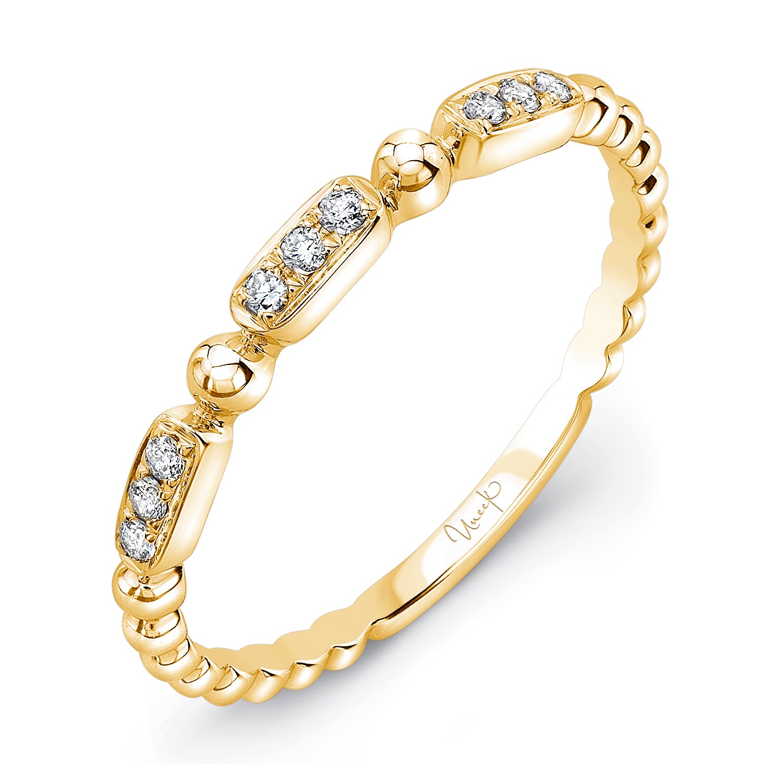 Uneek 14K Round Diamond & Beaded Eternity Band