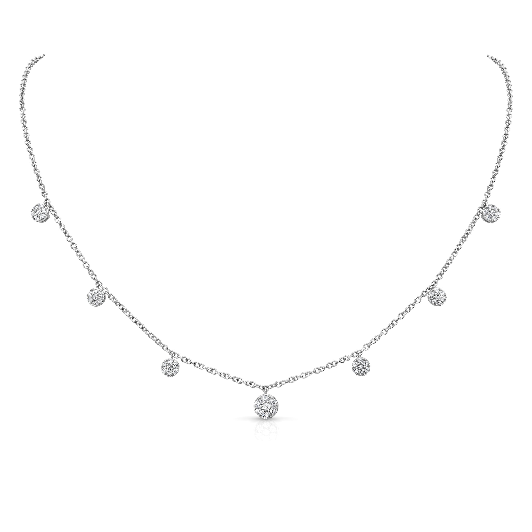 Uneek 18K Cascading Diamond Round 7 Cluster Necklace