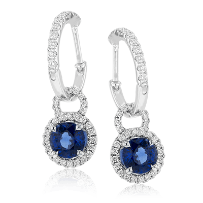 Simon G 18K White Gold Blue Sapphire & Diamond Drop Earrings
