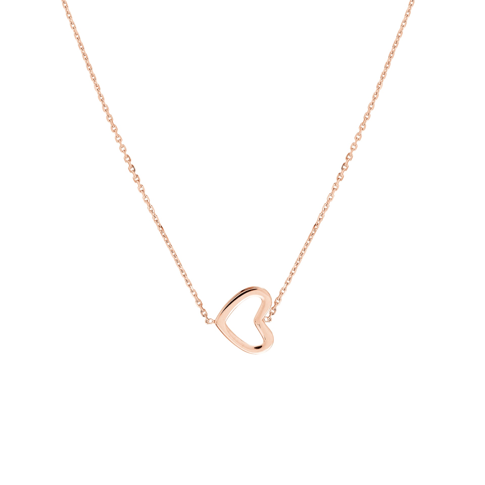 Hemsleys Collection 14K Mini Slanted Open Heart Pendant