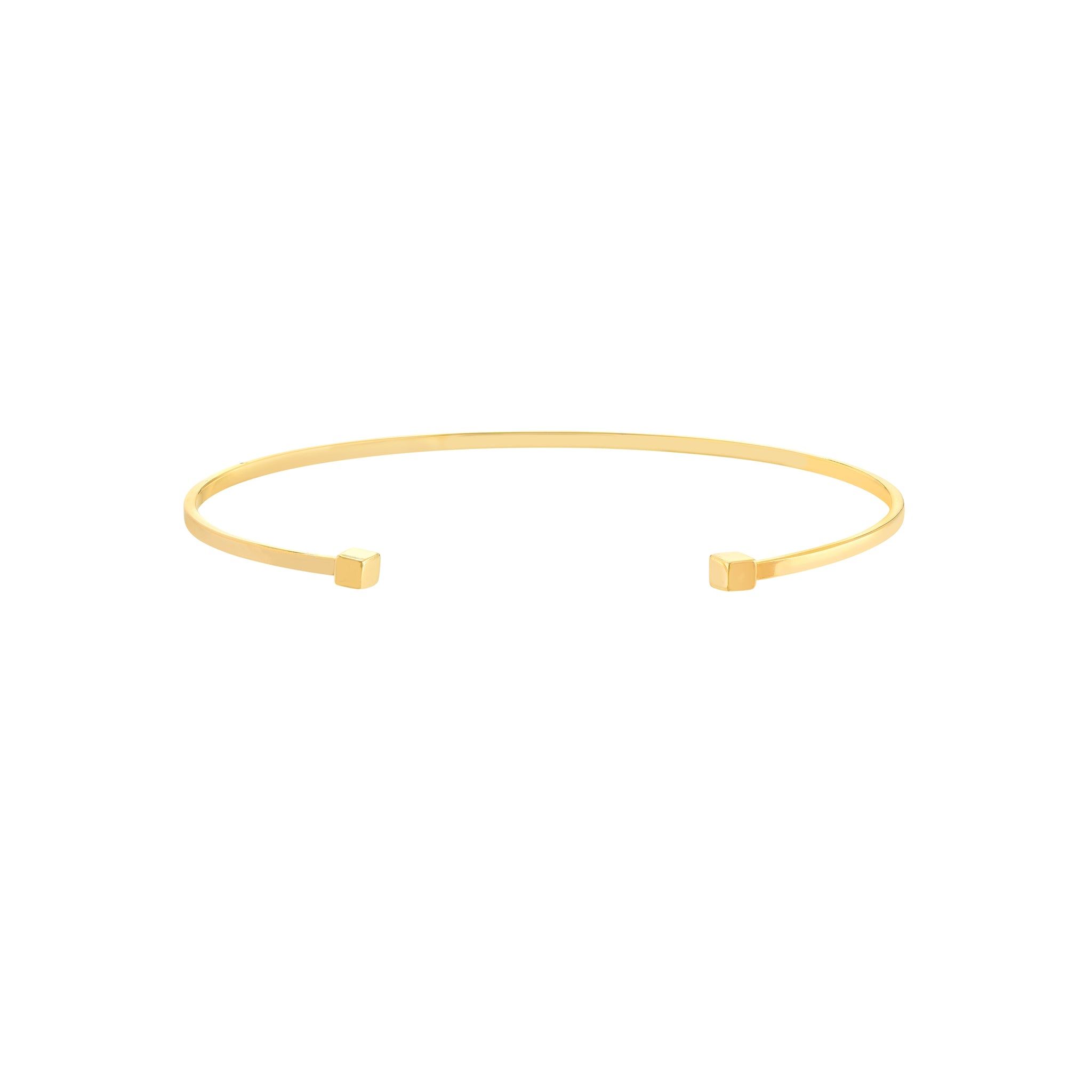 Hemsleys Collection 14K Open Round Wire Cuff Cubed Bangle