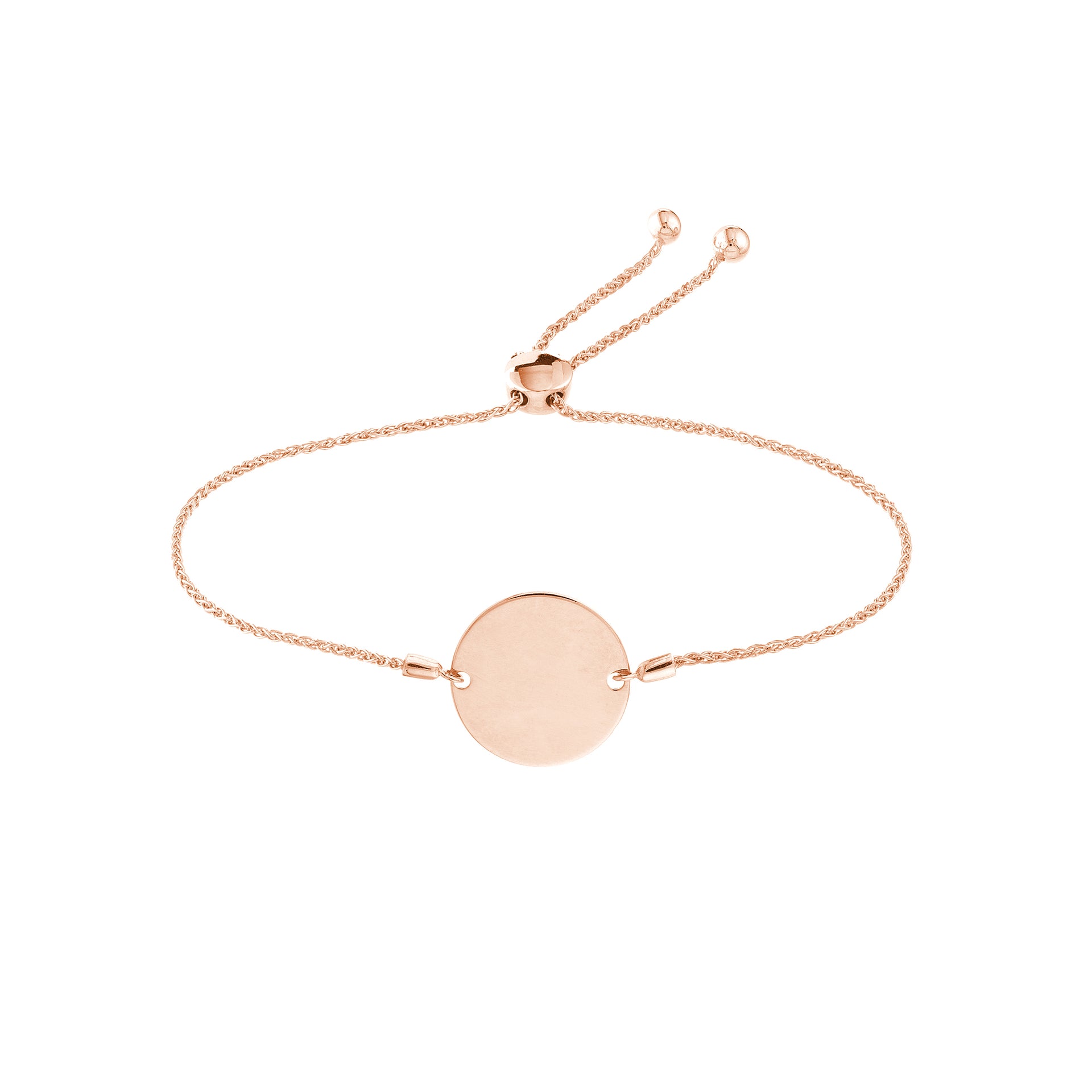Bracelet Bolo à disque rond gravable de la collection Hemsleys 14K