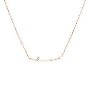 Hemsleys Collection 14K Single Diamond Curved Bar Necklace