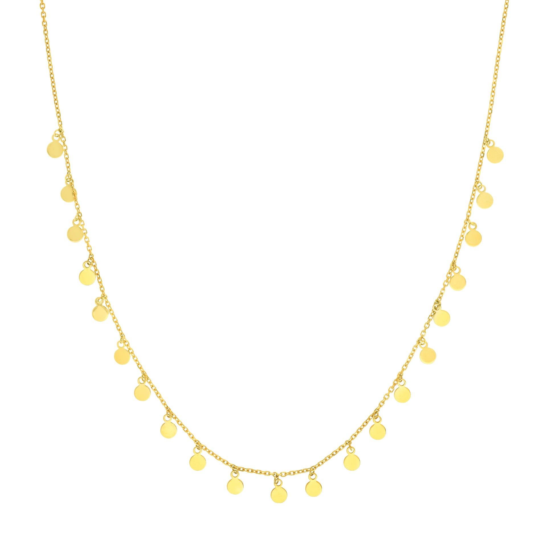 Hemsleys Collection 14K Yellow Gold Dangling Mini Disc Necklace