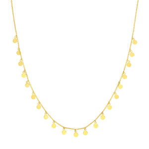 Hemsleys Collection 14K Yellow Gold Dangling Mini Disc Necklace