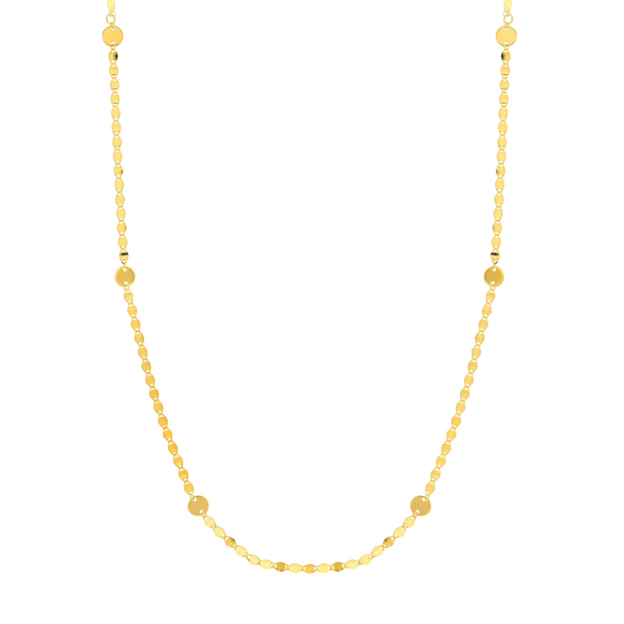 Hemsleys Collection 14K Yellow Gold Valentino Link with Round Discs Necklace