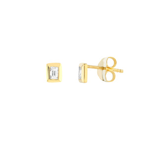 Hemsleys Collection 14K Baguette Diamond Mini Bezel Set Stud Earrings